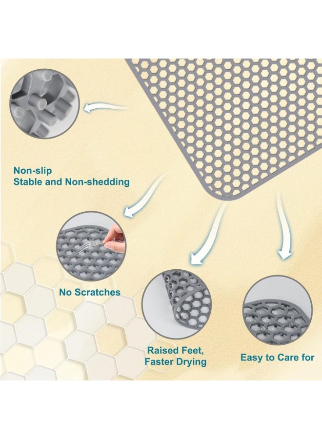 Silicone Sink Protectors for Kitchen Sink with Rear Drain - 26"x 14" Kitchen Protector Accessory, Non-Slip Heat Resistant Grid Mat for Bottom of Farmhous Peorcelain Stainless Steel(Rear Hole) - Image 5