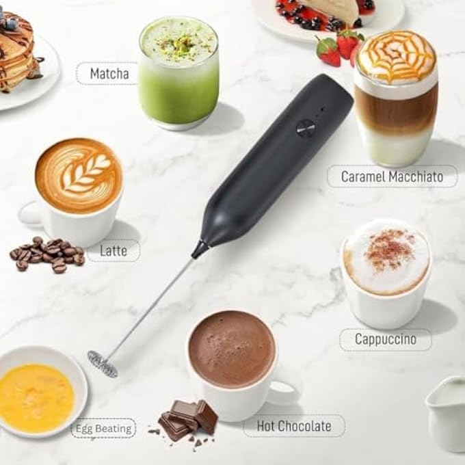 ريحني جهاز خفق الحليب الكهربائي القوي والهادئ، قابل لإعادة الشحن عبر USB، جهاز تحريك القهوة المحمول بسرعة 10000 دورة في الدقيقة، لتحضير مشروبات لاتيه وكابتشينو وشوكولاتة ساخنة - Image 5