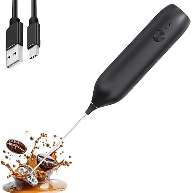 ريحني جهاز خفق الحليب الكهربائي القوي والهادئ، قابل لإعادة الشحن عبر USB، جهاز تحريك القهوة المحمول بسرعة 10000 دورة في الدقيقة، لتحضير مشروبات لاتيه وكابتشينو وشوكولاتة ساخنة - Image 1