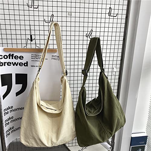 GAXOS Aesthetic Cute Messenger Bag for School Vintage Green Canvas Crossbody for Women Shoulder Laptop Bag - Image 4