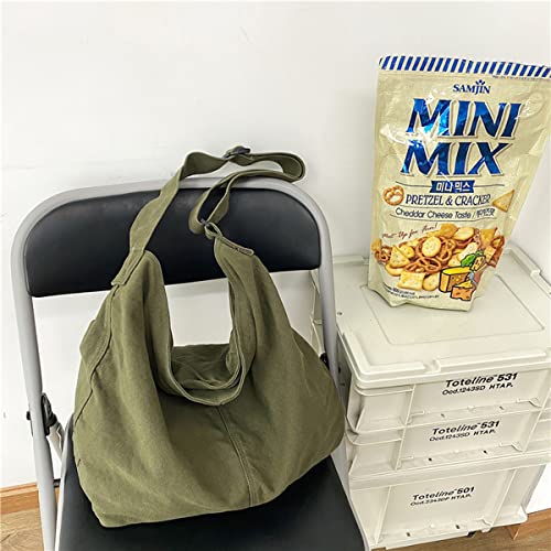 GAXOS Aesthetic Cute Messenger Bag for School Vintage Green Canvas Crossbody for Women Shoulder Laptop Bag - Image 3