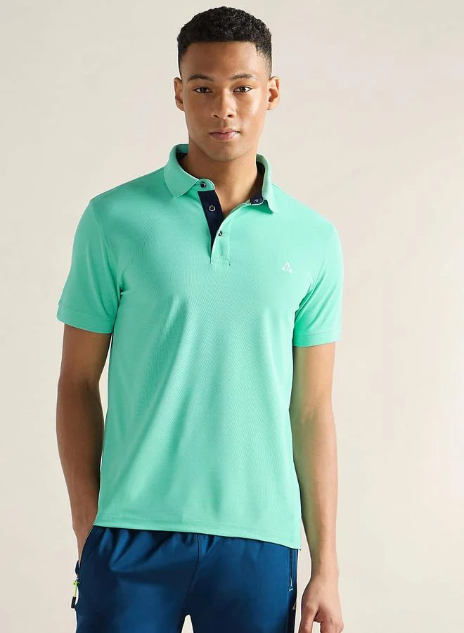 Clans&Hans Men Green Solid Knitted Polo