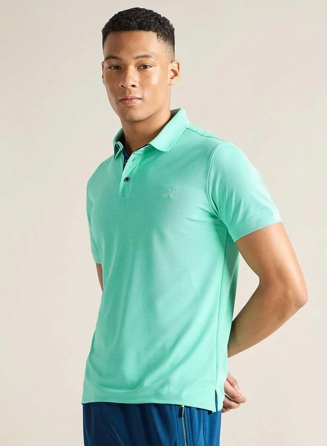 Clans&Hans Men Green Solid Knitted Polo