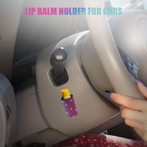 xbrtaia 1 Pack Upright Car Chapstick Holder, Bling Insulating Lip Balm Holder,Rhinestone Car Accessories for Women Interior,Suitable for Most Vehicles.(Rainbow) - Image 2