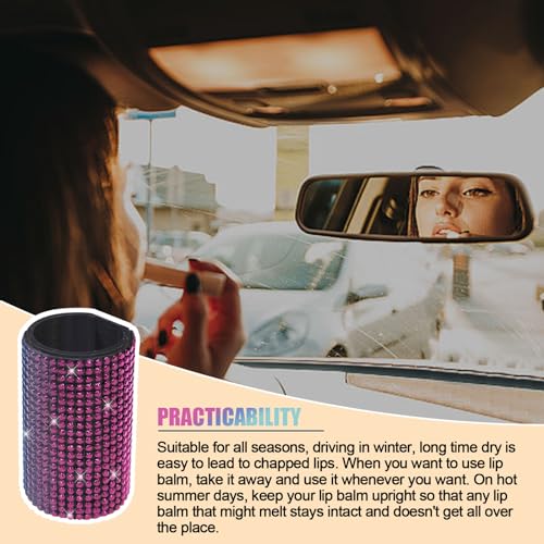 xbrtaia 1 Pack Upright Car Chapstick Holder, Bling Insulating Lip Balm Holder,Rhinestone Car Accessories for Women Interior,Suitable for Most Vehicles.(Rainbow) - Image 4