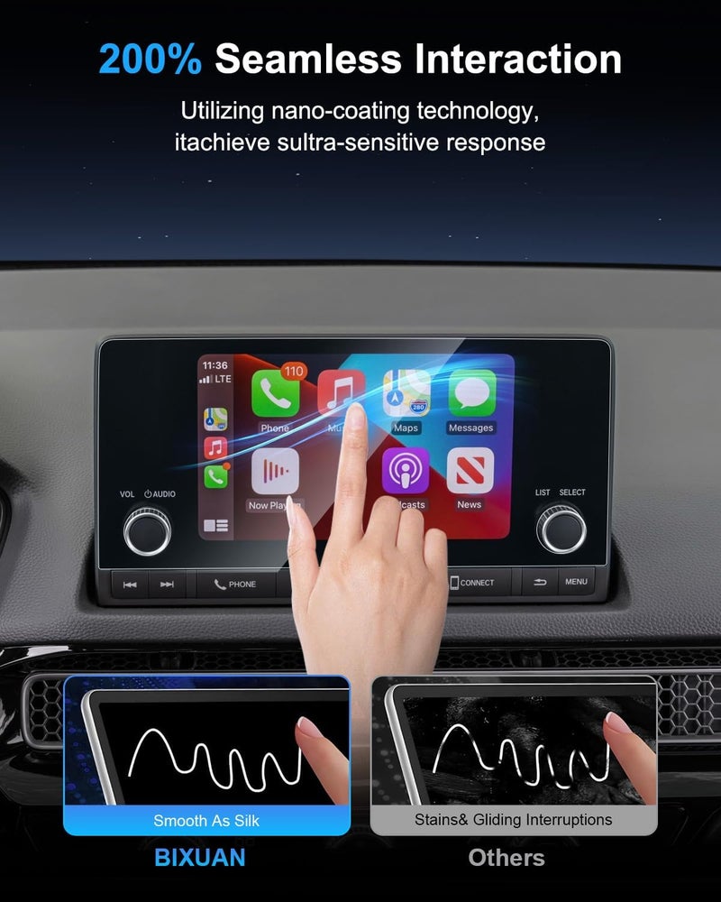 (2PCS) For 2026 Honda Civic Screen Protector For 2022 2023 2024 2025 2026 Civic (LX/EX/EX-L/Sport/Sport Hybrid) 7Inch Touchscreen 2026 Civic Accessories 9H Tempered Glass [NO Fingerprint&Scratches] - Image 4