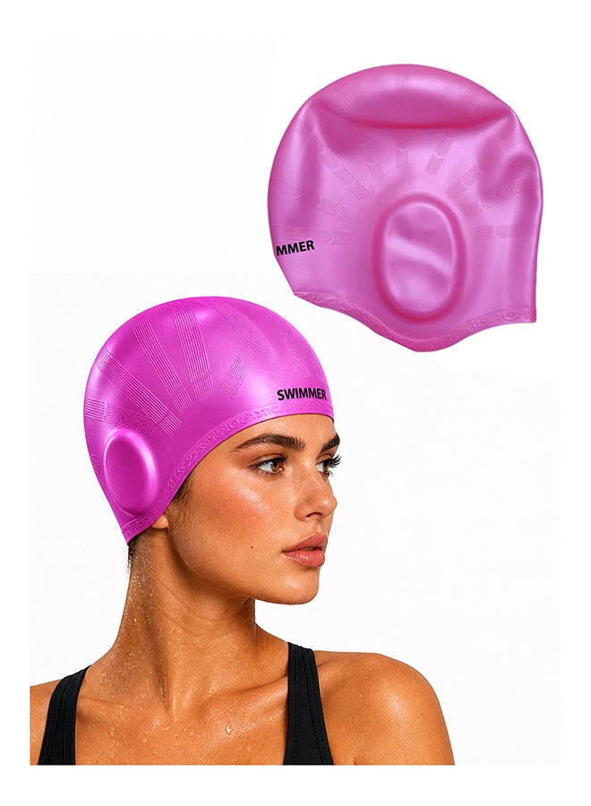 DBLEW Swimming Cap – Waterproof Stretch Swim Hat for Adults & Kids, Comfortable Fit, Pink - Image 1