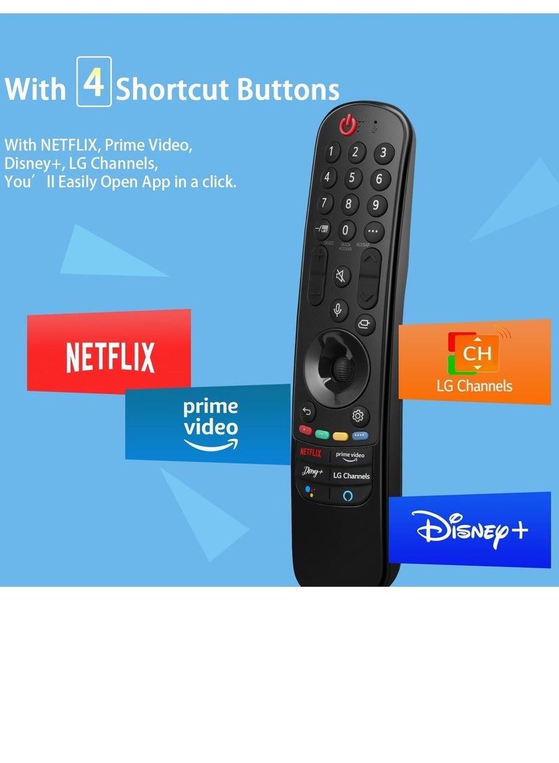 PopZa MR21GA Remote Control for LG Magic Remote 2021 – Replacement for LG UHD, OLED, QNED, NanoCell 4K, 8K TVs with Pointer and Voice Function, Compatible with Most LG TVs 2018-2022 - Image 4