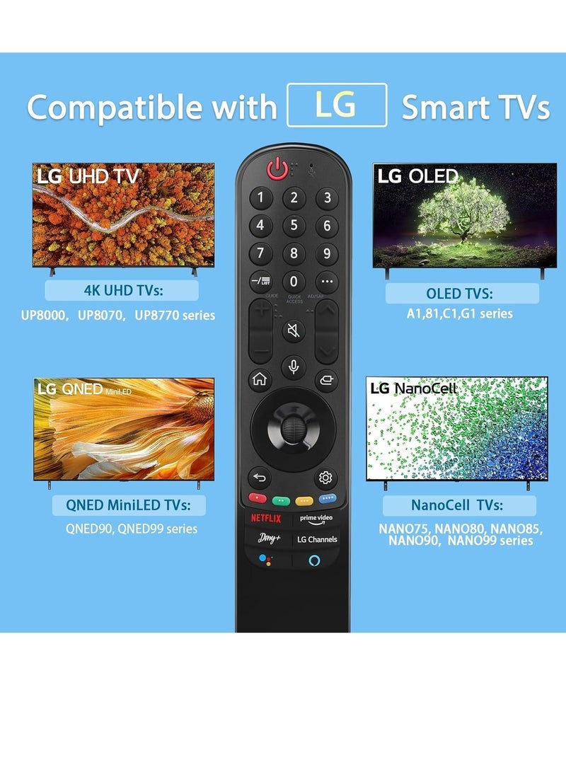 PopZa MR21GA Remote Control for LG Magic Remote 2021 – Replacement for LG UHD, OLED, QNED, NanoCell 4K, 8K TVs with Pointer and Voice Function, Compatible with Most LG TVs 2018-2022 - Image 3