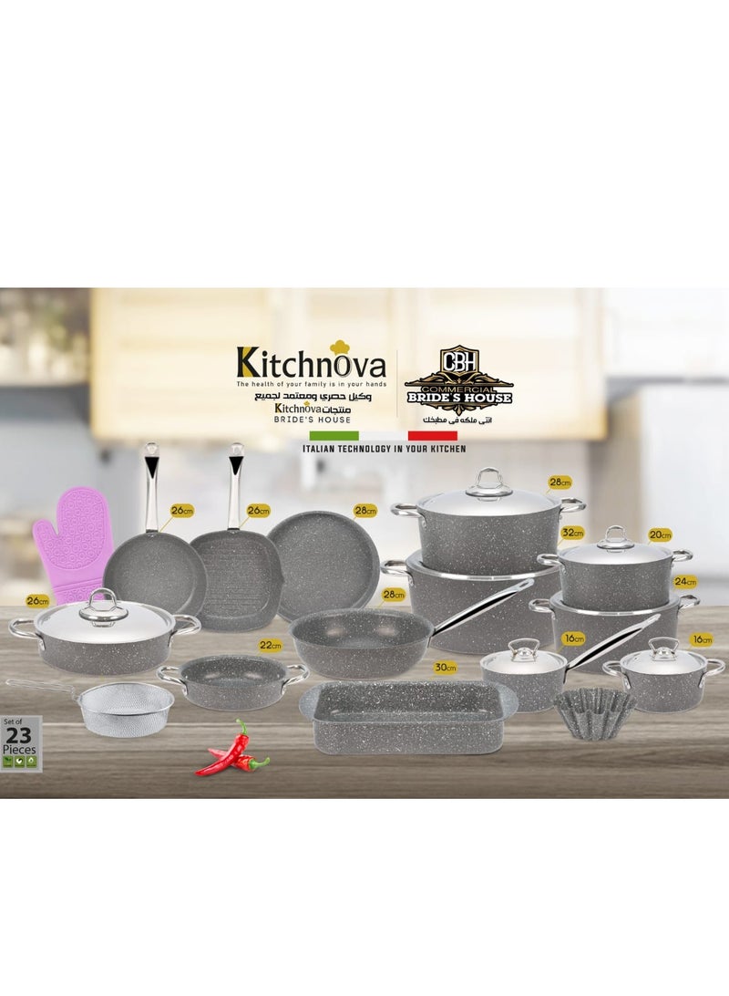كتشنوفا طقم جرانيت  كيتشنوفا 23ق مدور رمادي