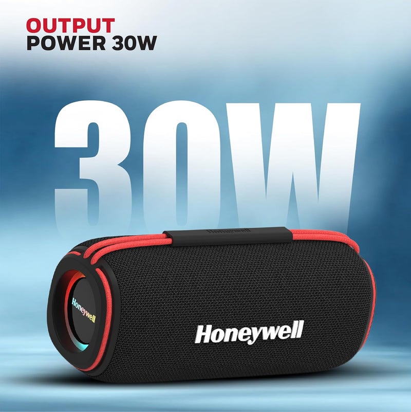 Honeywell Trueno U400 30W 5.3 Bluetooth Speaker, Deep Bass Radiators, 15H Playtime, IPX 6, TWS Feature, RGB Lights, SD Card, AUX, USB Type-C Port, Built-In Mic & 2 * 78mm Drivers - Image 3