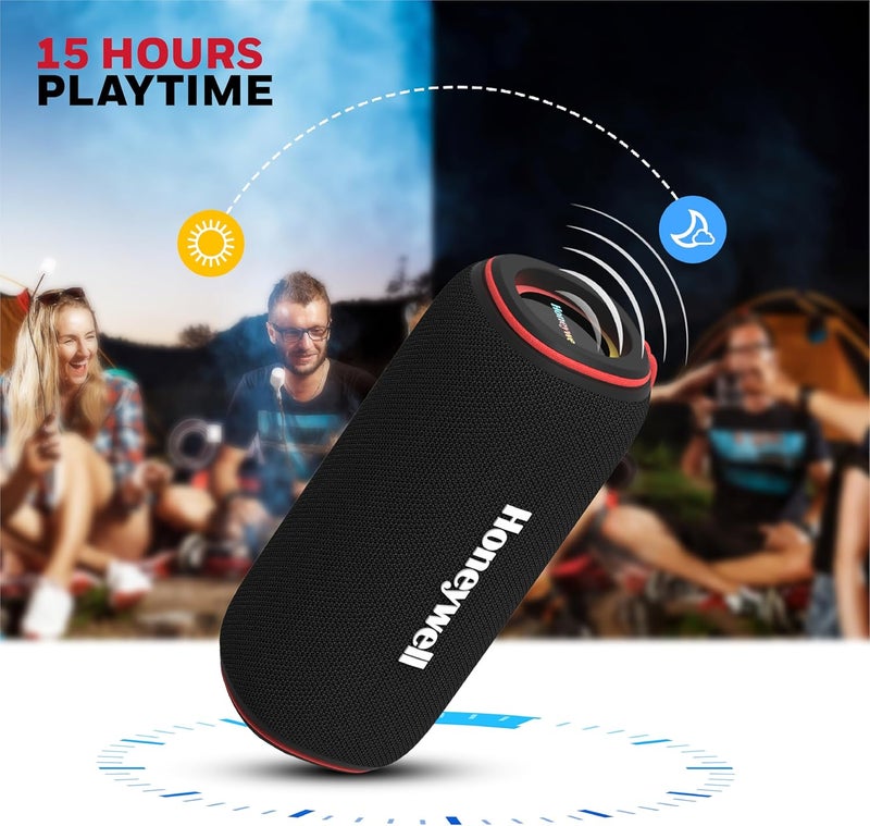 Honeywell Trueno U400 30W 5.3 Bluetooth Speaker, Deep Bass Radiators, 15H Playtime, IPX 6, TWS Feature, RGB Lights, SD Card, AUX, USB Type-C Port, Built-In Mic & 2 * 78mm Drivers - Image 5