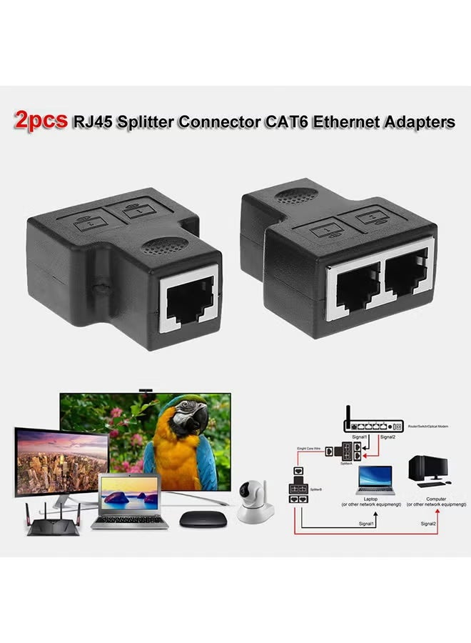 Reacon موصل مقسم RJ45 أسود 2 قطعة - Image 2