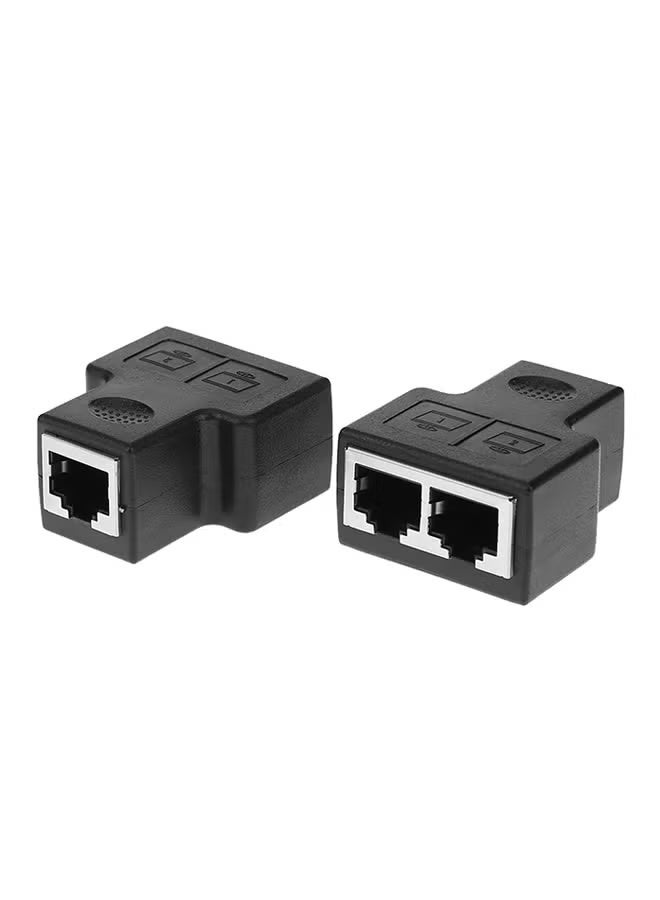 Reacon موصل مقسم RJ45 أسود 2 قطعة - Image 1