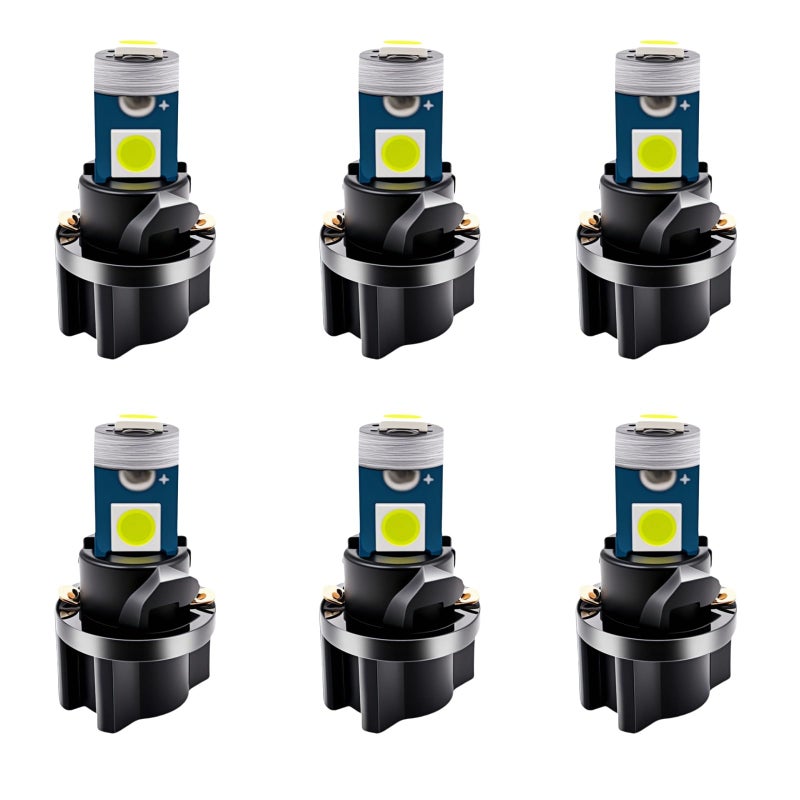 WLJH 6Pack White Dash Lights PC74 Twist Locket Socket Wedge T5 LED Bulb 37 74 2721 3030SMD Dashboard Instrument Cluster BulbsPlug and Play