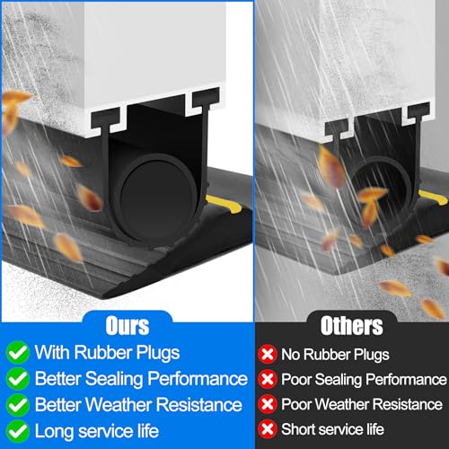 ToLanbbt Garage Door Bottom Rubber Seals 16.4 FT Garage Door Weather Stripping Kit Seal Strip Replacement with 5/16" T Ends & 2 End Plugs, Universal U+O Ring Weatherproof Rubber Bottom Seal, Black - Image 4