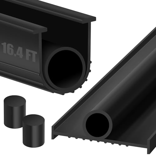 ToLanbbt Garage Door Bottom Rubber Seals 16.4 FT Garage Door Weather Stripping Kit Seal Strip Replacement with 5/16" T Ends & 2 End Plugs, Universal U+O Ring Weatherproof Rubber Bottom Seal, Black - Image 1