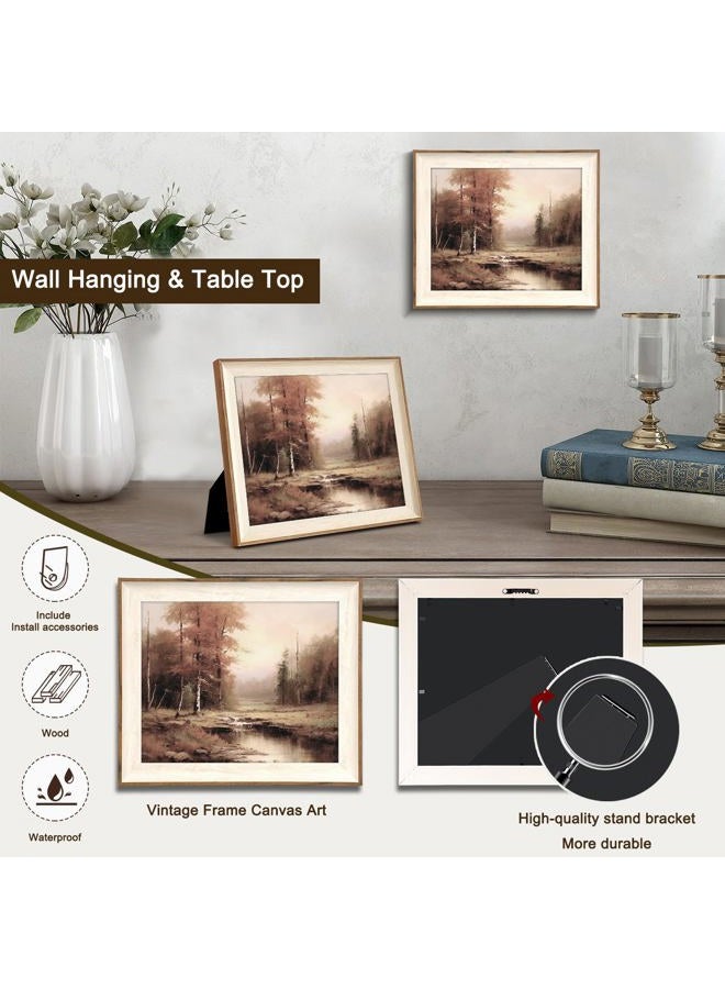 Uniro Vintage Framed Wall Art, Moody Fall Landscape Countryside Oil Painting, Rustic Autumn Farmhouse Wall Decor Canvas Prints Artwork with Antique Frame, Victorian Wall Picture Decor for Gallery - Image 3