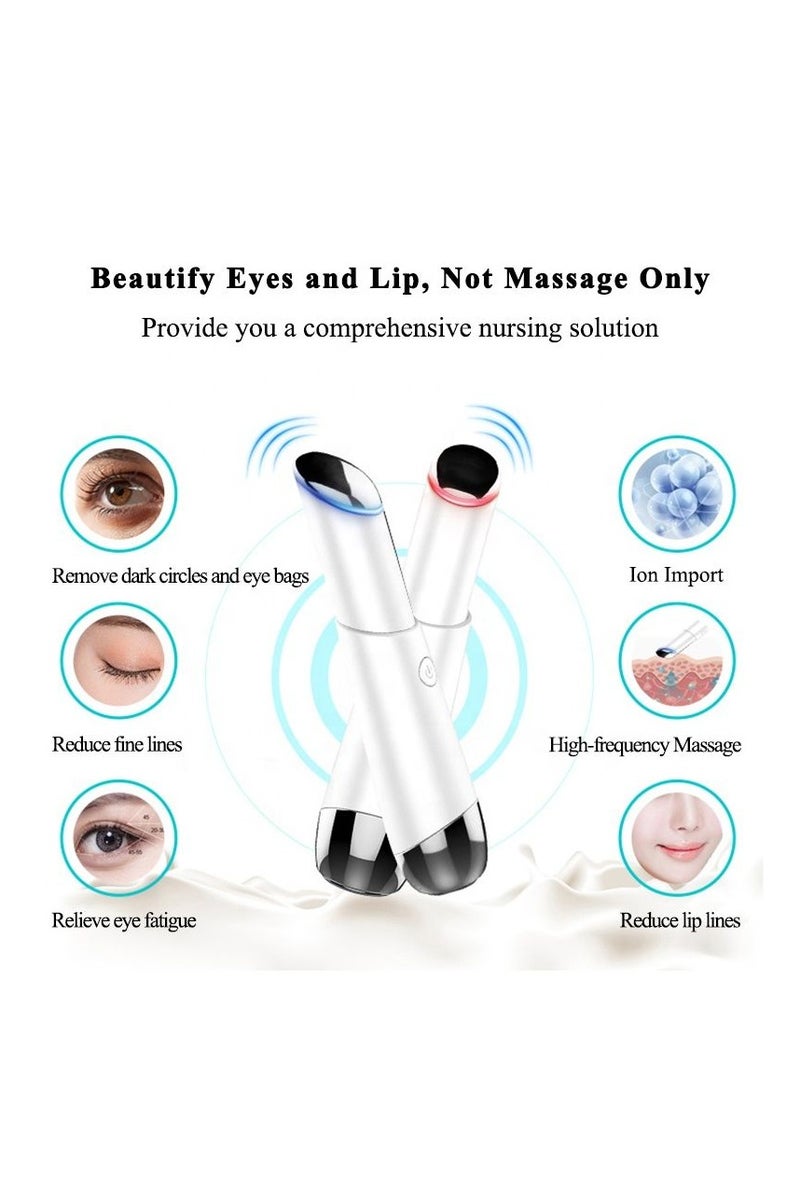 إسكدنيا جهاز العناية بالعين والشفاه بالفوتون – تدليك ذكي للوجه مع ضوء أحمر وأزرق – لإزالة التجاعيد والانتفاخ – قلم عناية بالبشرة قابل للشحن - Image 4
