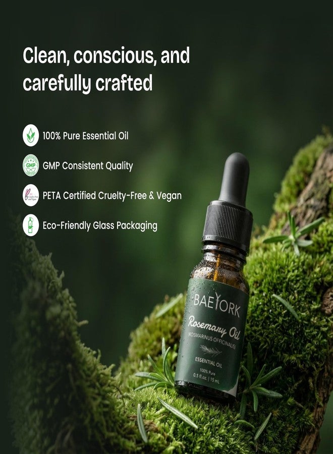 Baeyork Rosemary Essential Oil for Hair Growth, Hair Fall Control, Nourishment & Strengthens, Skin Care | Peta Approved | 100% Pure & Natural | 15ml - Image 4