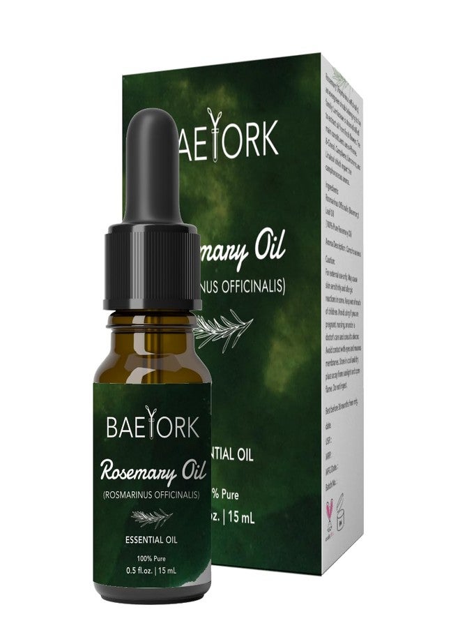 Baeyork Rosemary Essential Oil for Hair Growth, Hair Fall Control, Nourishment & Strengthens, Skin Care | Peta Approved | 100% Pure & Natural | 15ml - Image 1