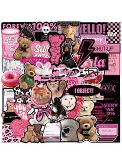 DTBG 55 Sheets of Black Pink Graffiti Minimalist Korean Stickers for Laptop, Water Cup, Ledger, Phone Case Decoration, Waterproof DIY Stickers  - Image 1