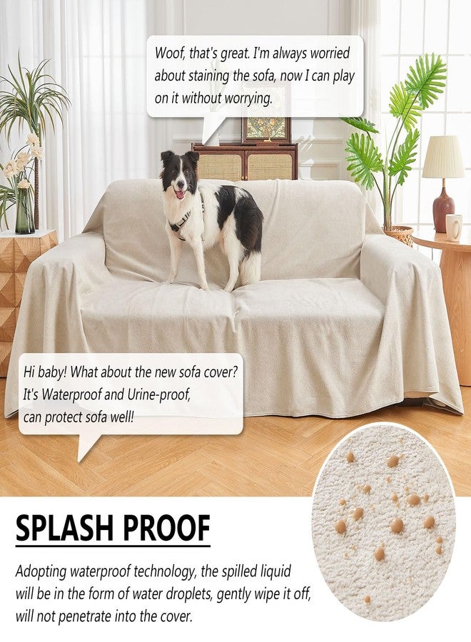 NICEEC Waterproof Couch Covers for Pets Friendly Anti Scratch Cat Dog Hair Urine Proof Armchair Cover Thick Washable Non-Slip Soft Plush Sofa Slipcovers for Leather Furniture Protector(Light Khaki) - Image 4
