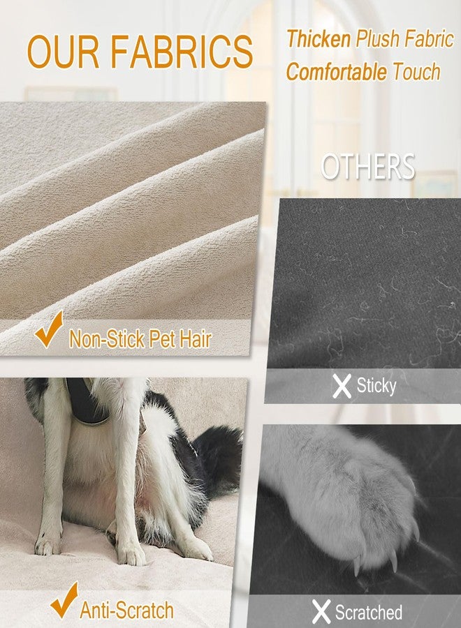 NICEEC Waterproof Couch Covers for Pets Friendly Anti Scratch Cat Dog Hair Urine Proof Armchair Cover Thick Washable Non-Slip Soft Plush Sofa Slipcovers for Leather Furniture Protector(Light Khaki) - Image 2