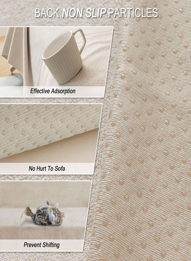 NICEEC Waterproof Couch Covers for Pets Friendly Anti Scratch Cat Dog Hair Urine Proof Armchair Cover Thick Washable Non-Slip Soft Plush Sofa Slipcovers for Leather Furniture Protector(Light Khaki) - Image 3