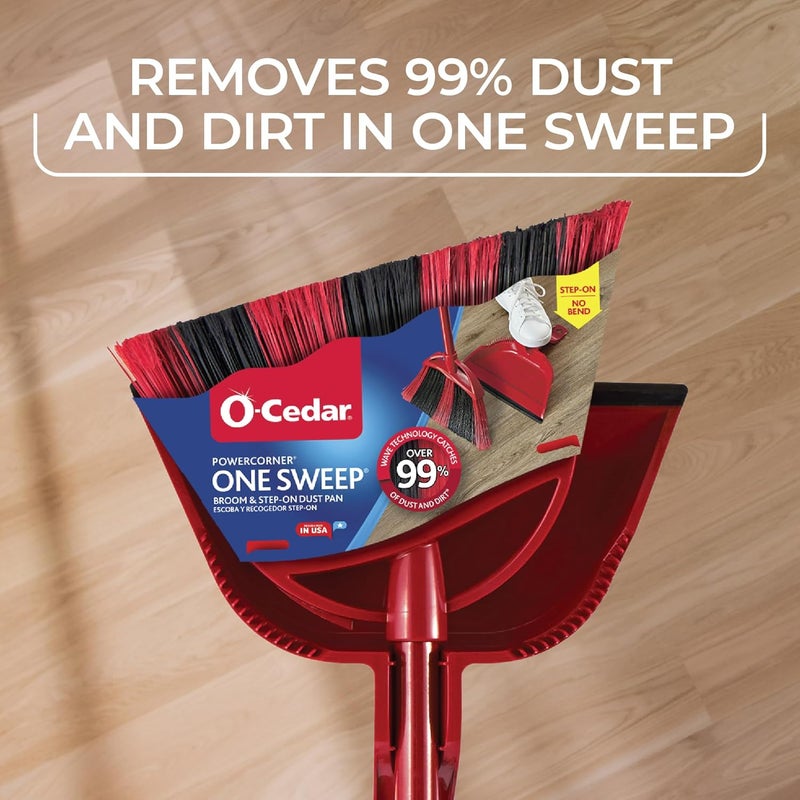 o cedar One Sweep Broom with Step-On Dustpan | Remove 99% with One Sweep | Lightweight Quiet Cleaning Tool | Ideal for Pet Owners - Image 4