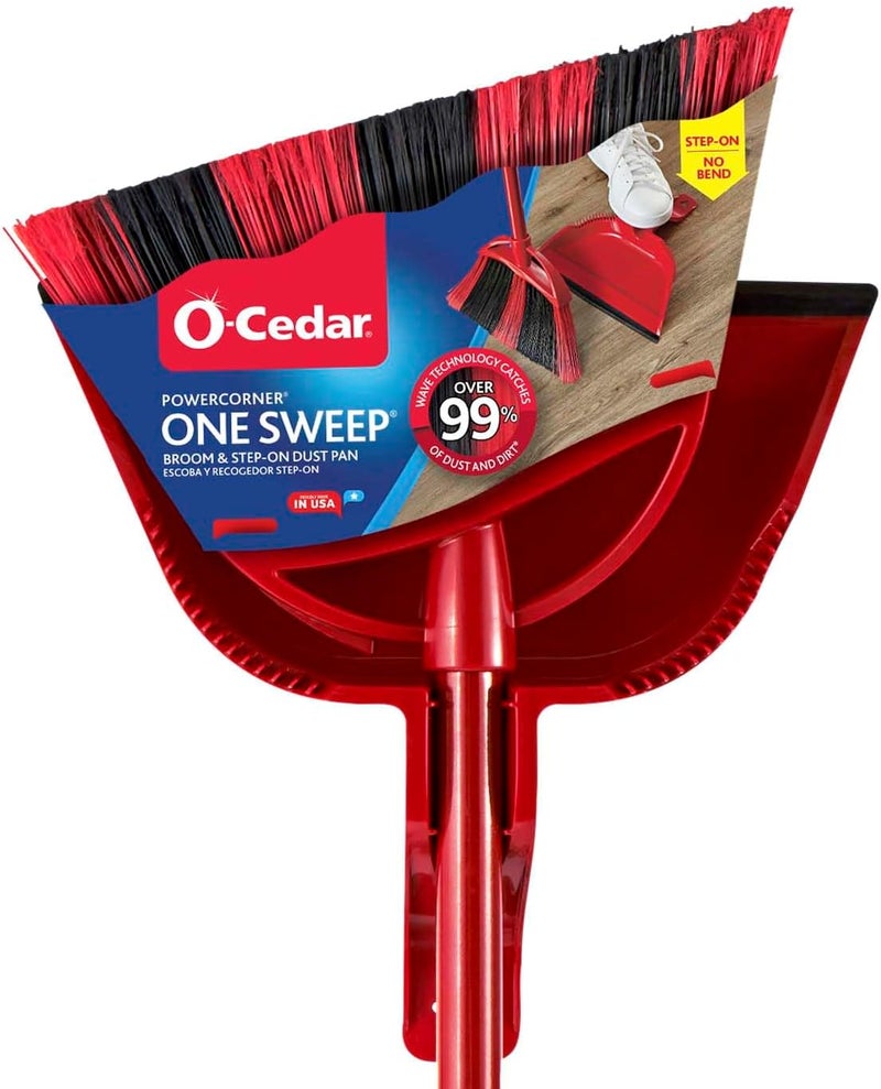 o cedar One Sweep Broom with Step-On Dustpan | Remove 99% with One Sweep | Lightweight Quiet Cleaning Tool | Ideal for Pet Owners - Image 1