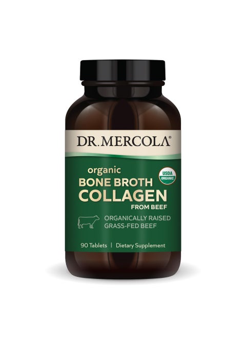 Organic Bone Broth Collagen From Beef, Organically Raised Grass-Fed Beef, 90 Tablets, Dietary Supplement