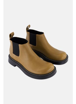 CHARLES & KEITH Women Slip On Ankle Boots, Khaki  - Image 1