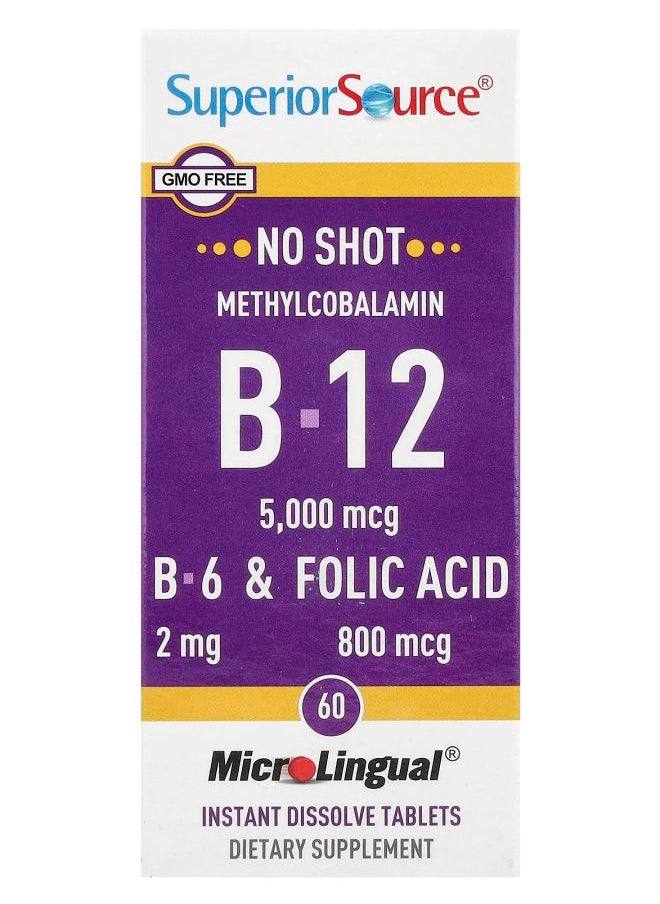 Superior Source Methylcobalamin B-12 B-6 & Folic Acid 60 MicroLingual® Instant Dissolve Tablets 