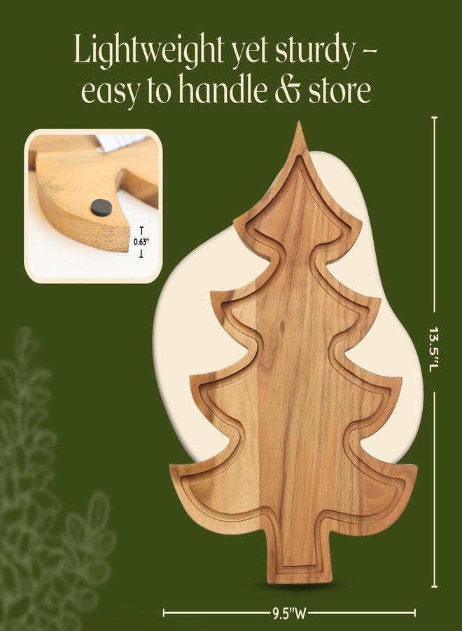 Aurah Christmas Tree Charcuterie Board 13.5 x 9.5 Inch - Xmas Cutting Board Fruit Tray Wooden Cheese, Snack Dessert, Appetizer Sushi Serving Tray - Image 3