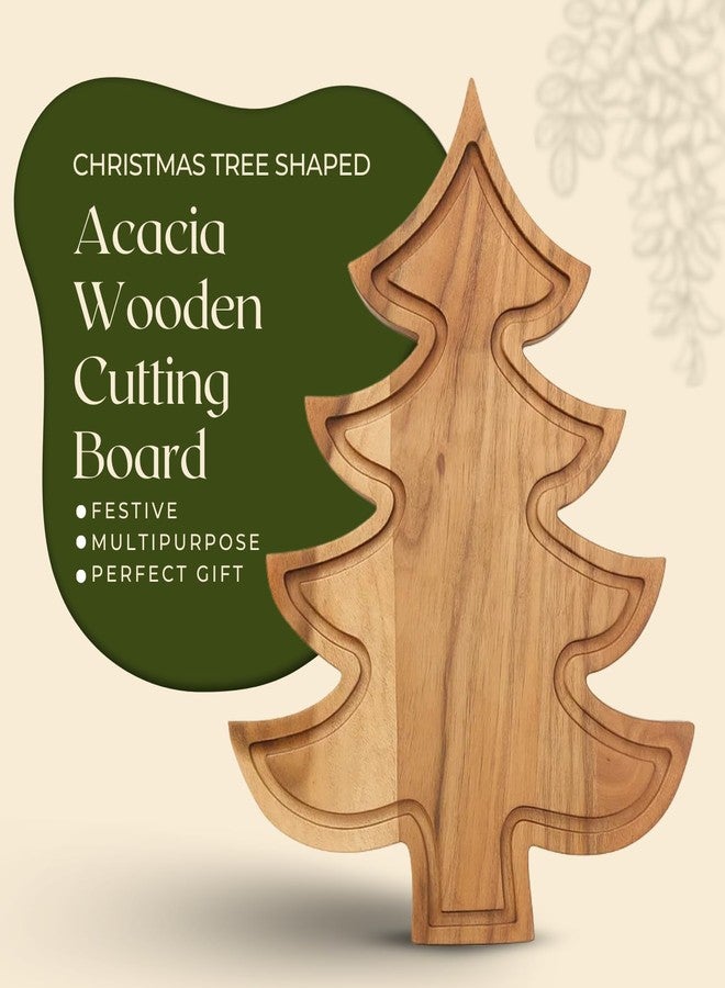 Aurah Christmas Tree Charcuterie Board 13.5 x 9.5 Inch - Xmas Cutting Board Fruit Tray Wooden Cheese, Snack Dessert, Appetizer Sushi Serving Tray - Image 2