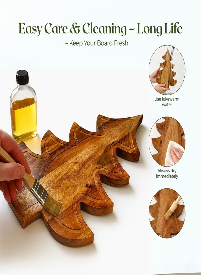 Aurah Christmas Tree Charcuterie Board 13.5 x 9.5 Inch - Xmas Cutting Board Fruit Tray Wooden Cheese, Snack Dessert, Appetizer Sushi Serving Tray - Image 5