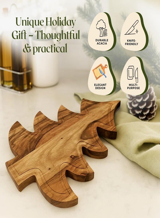 Aurah Christmas Tree Charcuterie Board 13.5 x 9.5 Inch - Xmas Cutting Board Fruit Tray Wooden Cheese, Snack Dessert, Appetizer Sushi Serving Tray - Image 4