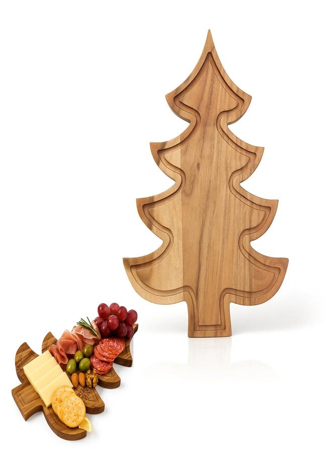 Aurah Christmas Tree Charcuterie Board 13.5 x 9.5 Inch - Xmas Cutting Board Fruit Tray Wooden Cheese, Snack Dessert, Appetizer Sushi Serving Tray - Image 1