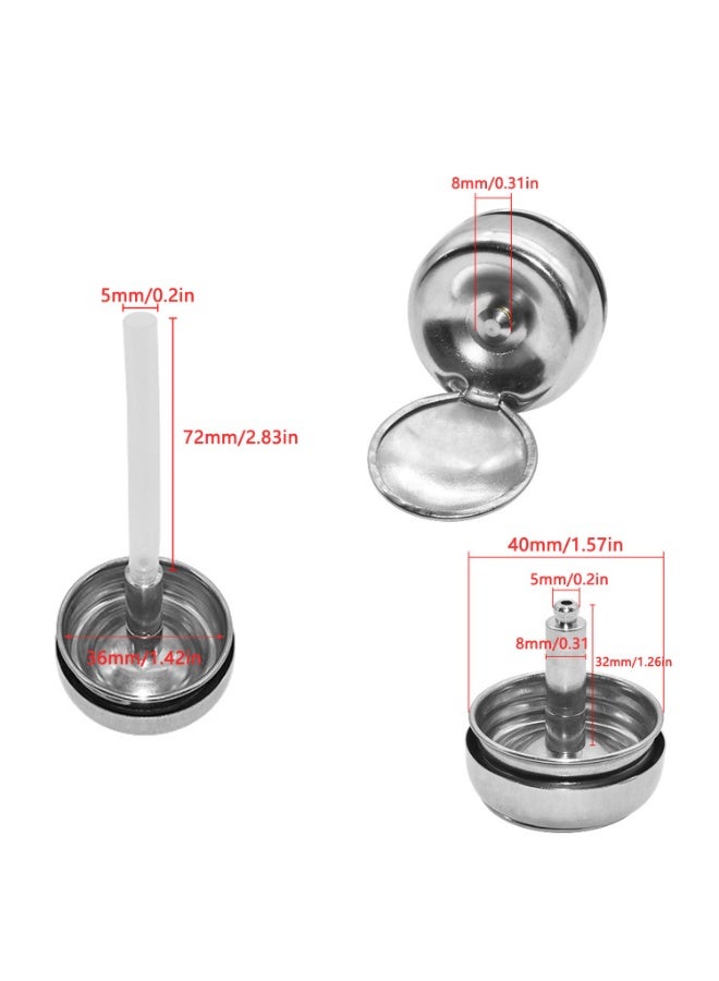 2 Pack Push Down Pump Dispenser Replacement Alcohol Dispenser Cap Lids Metal Flip Cover with Dip Tube for Push Down Alcohol Dispenser Pump Bottle Glass Acetone Pump Dispenser - Image 2