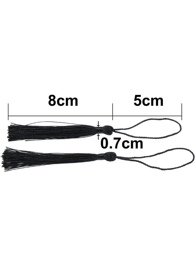 ZVEV 100 Pieces 13 cm/5 Inch Silk Handmade Soft Tassel Silk Thread Bookmark Tassel with Rope Loop for Jewelry Making DIY Craft Accessories (Black) - Image 4