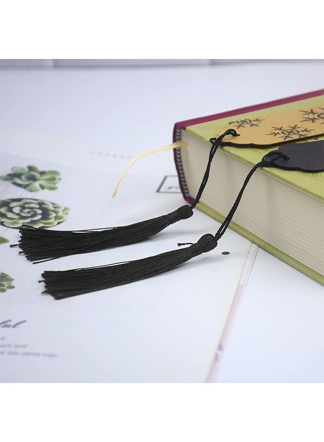 ZVEV 100 Pieces 13 cm/5 Inch Silk Handmade Soft Tassel Silk Thread Bookmark Tassel with Rope Loop for Jewelry Making DIY Craft Accessories (Black) - Image 2