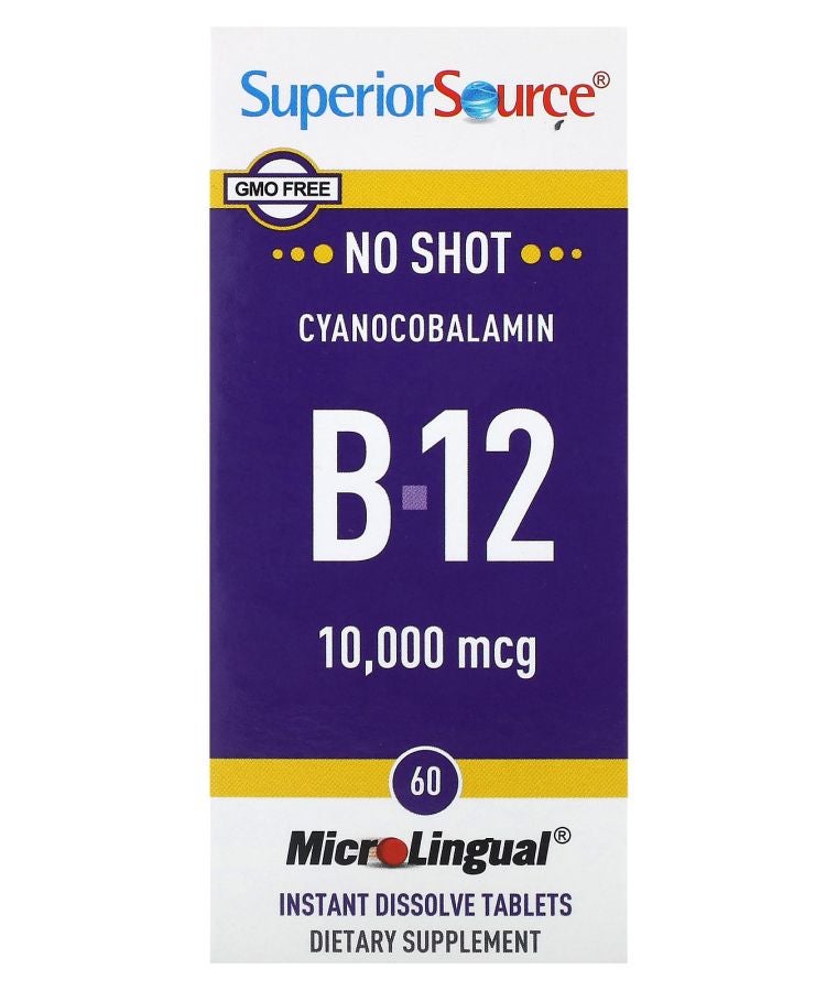 Superior Source Cyanocobalamin B-12 10000 mcg 60 MicroLingual Instant Dissolve Tablets
