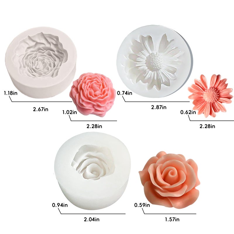 ZPARNO 3 Pack Candle Molds for Candle Making, Moldes para Velas, Flower Molds Silicone Candle Molds for DIY Scented Candle, Soy Wax, Cake, Soap, Resin Casting Craft Making - Image 2