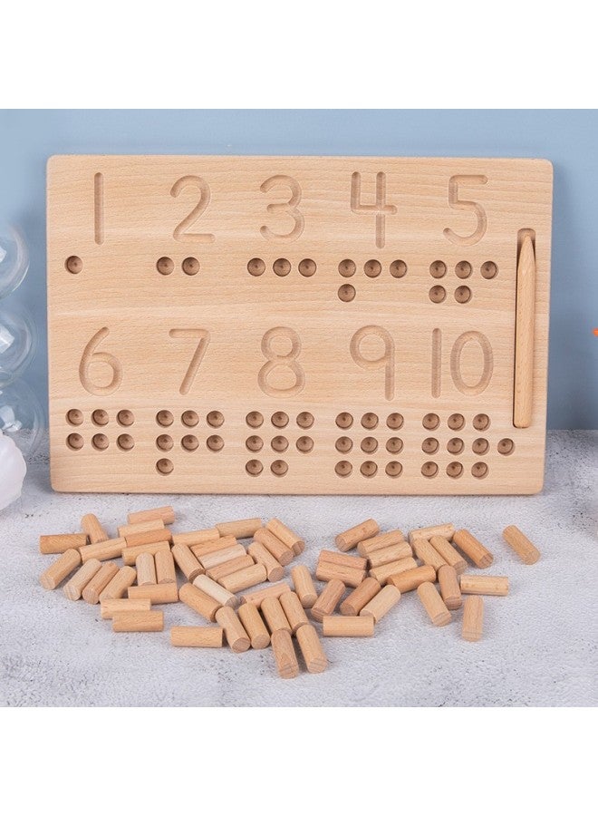 Montessori Mathematics Building Blocks Enlightenment Plugging Stick Number Number Learning Matching Wooden Teaching Aids 3-6 Years Old Kindergarten Early Education-Color:Log Color Digital Nail Plate Pairing - Image 1