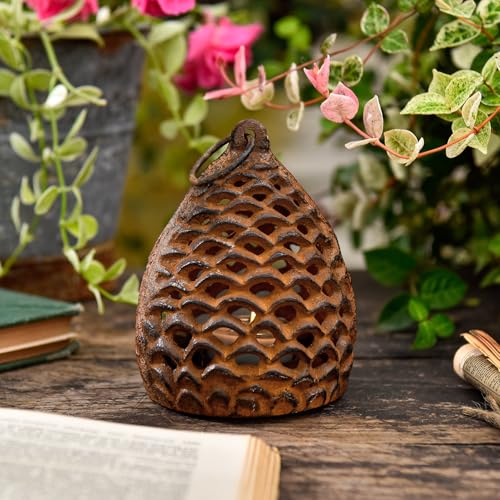 Sungmor Cast Iron Pinecone Candle Holder Tabletop Decorative Tealight Lantern Rustic Style Hanging Home Garden Decor Vintage Stand for Votive or Flameless Candles - Image 3