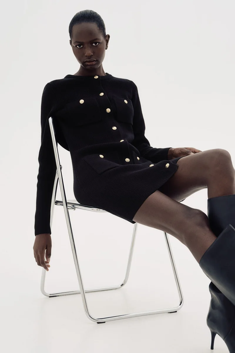 اتش اند ام فستان محبوك بجيب أمامي