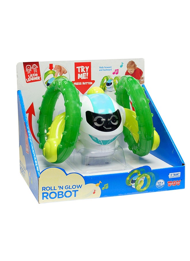 Happy Kids Little Learners Roll 'n Glow Robot - Motorized Rolling Baby Toy  - Image 1