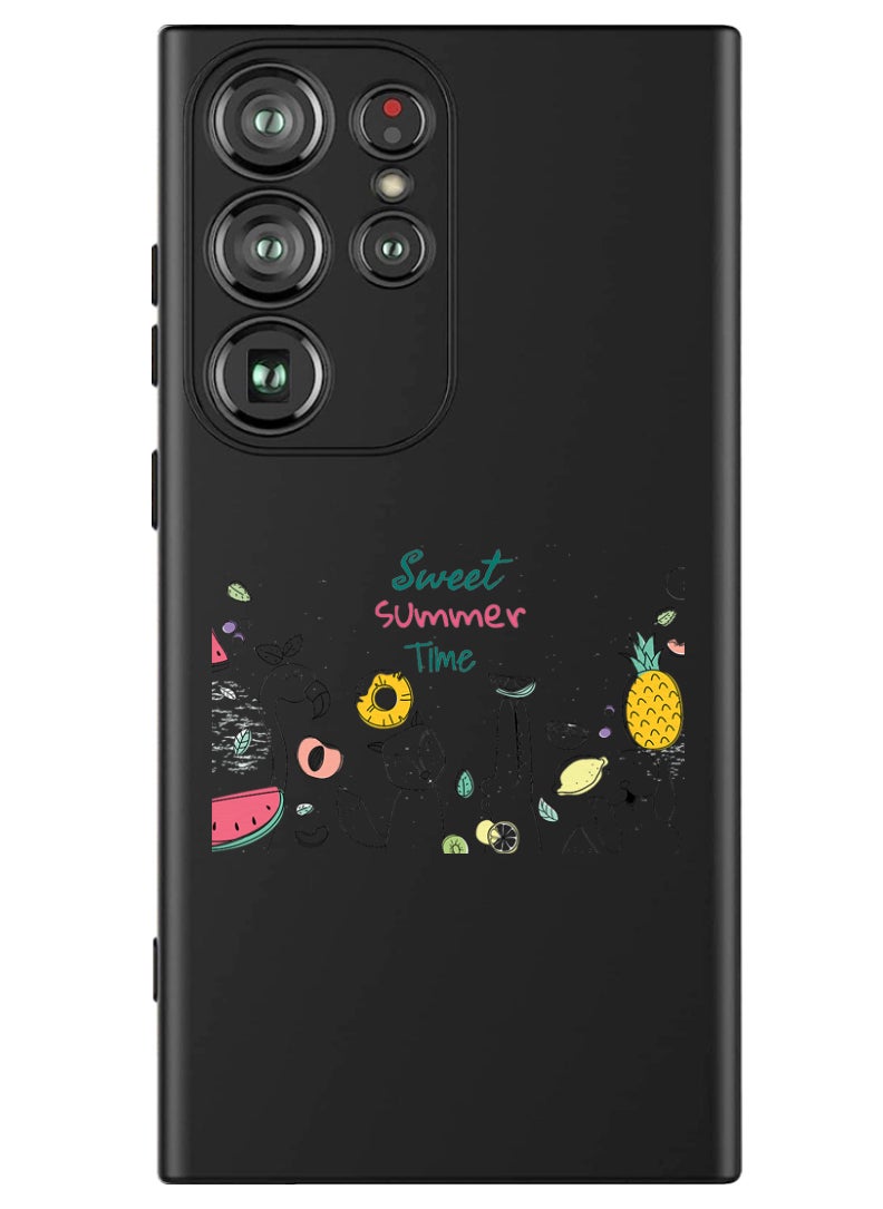 Theodor Protective Slim Fit Case Liquid Silicone Cover with Full Body Protection Anti-Scratch Shockproof Case For Samsung Galaxy S24 Ultra (Black) - Sweet Summer Time  - Image 1