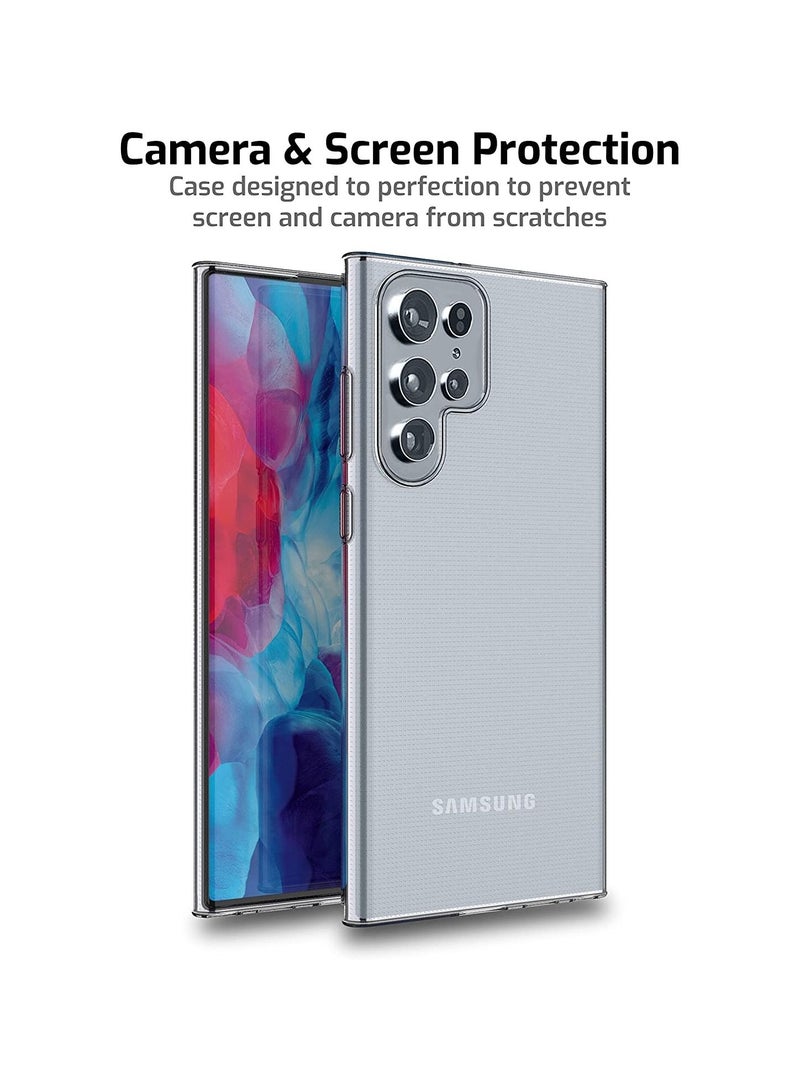 Rock Pow Samsung Galaxy S22 Ultra Case Clear, 1.2 MM Thin Slim Fit Crystal Clear Transparent Anti-Scratch Flexible Soft TPU - Image 4